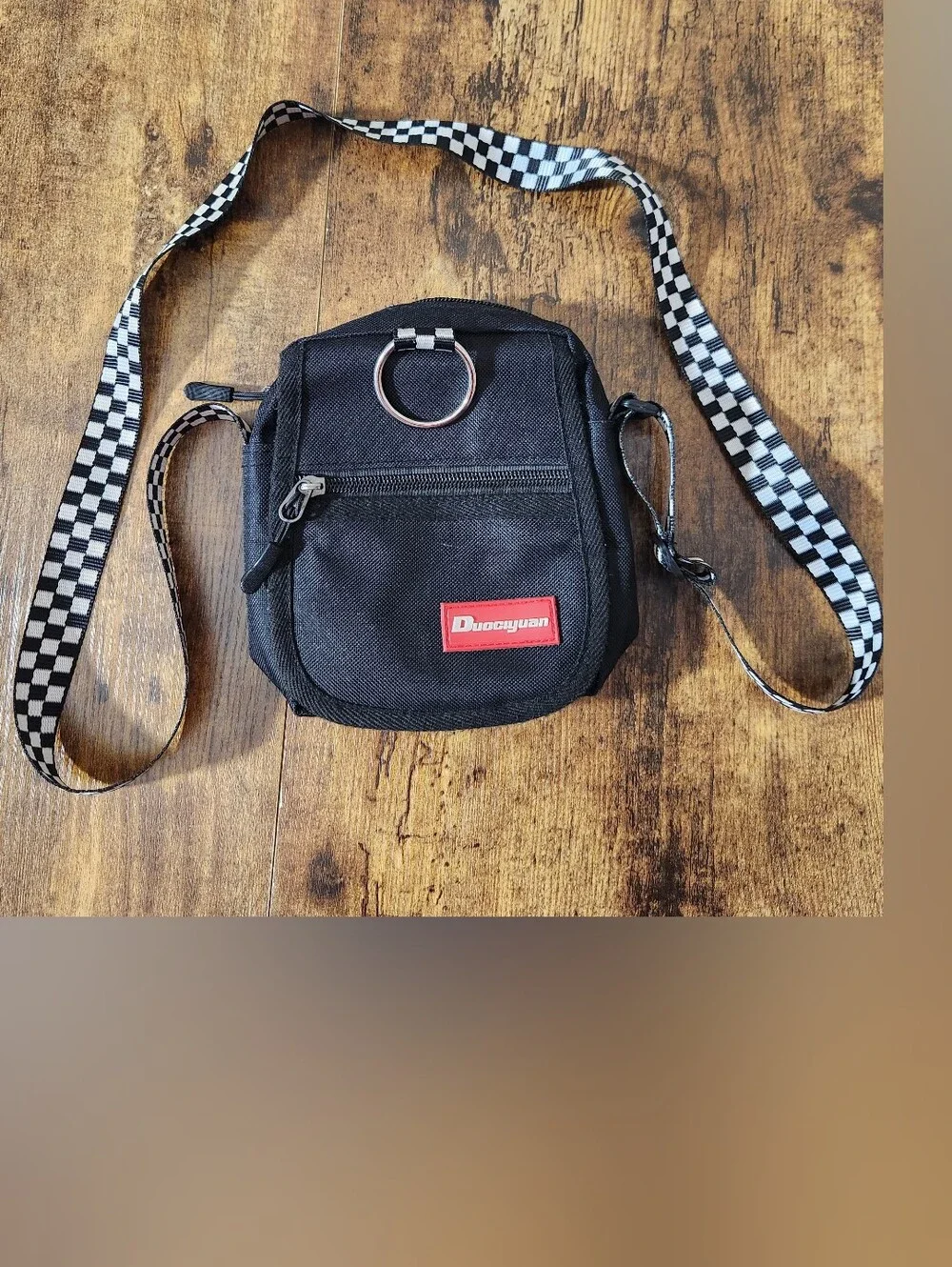 Crossbody Bag with Checker Strap